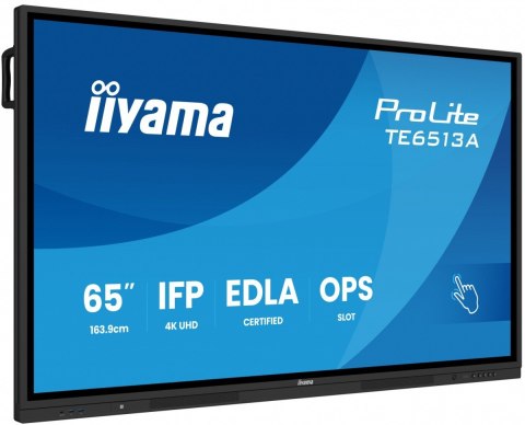 Monitor 65 cali TE6513A-B1AG INFRARED,40pkt,IPS,4K,7H,450cd/m2, WiFi,USB, ANDROID 14, Google EDLA,2x20W, UCHWYT CIENNY IIYAMA