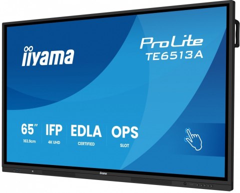 Monitor 65 cali TE6513A-B1AG INFRARED,40pkt,IPS,4K,7H,450cd/m2, WiFi,USB, ANDROID 14, Google EDLA,2x20W, UCHWYT CIENNY IIYAMA