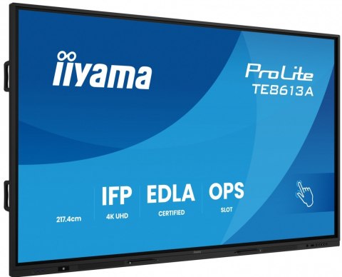 Monitor 86 cali TE8613A-B1AG INFRARED,40pkt,IPS,4K,7H,450cd/m2, WiFi,USB, ANDROID 14, Google EDLA,2x20W, UCHWYT CIENNY IIYAMA