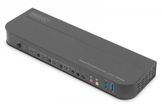 Przełącznik KVM, 4 portowy, 4K 60Hz, 4x DP IN, 1x DP OUT, 1x HDMI OUT, 2x USB A, 1x Audio IN&OUT Digitus