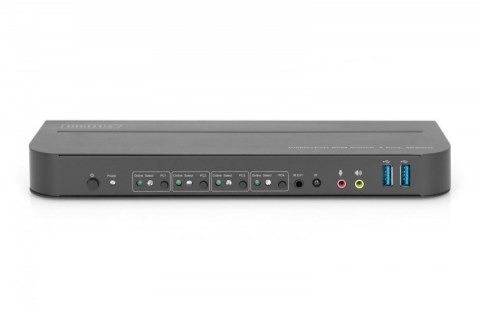 Przełącznik KVM, 4 portowy, 4K 60Hz, 4x DP IN, 1x DP OUT, 1x HDMI OUT, 2x USB A, 1x Audio IN&OUT Digitus