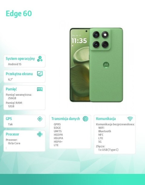 Smartfon Edge 60 12/256GB Shamrock-Green Motorola Smartfon Edge 60 12/256GB Shamrock-Green Motorola