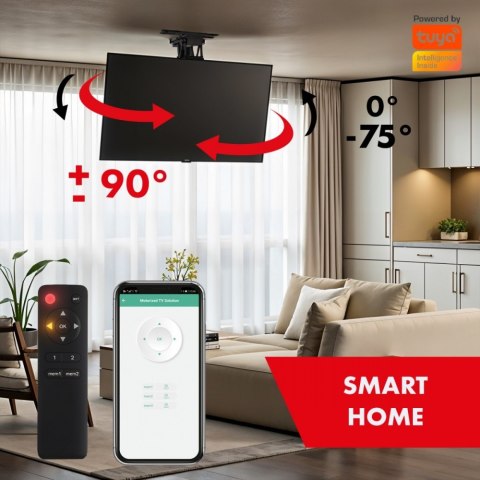 Sufitowy elektryczny uchwyt do TV MC-490 obsługa TUYA, max VESA 600x400, obrót 90st. 32-75', max 35 kg Maclean