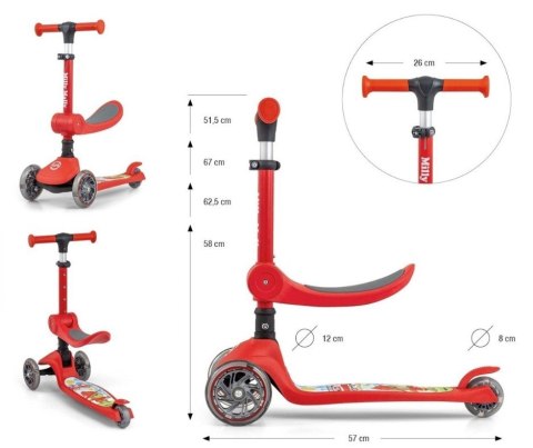 Hulajnoga Scooter Fuzzy Red Milly Mally