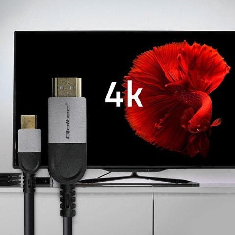 Kabel Adapter USB-C na HDMI high speed 4K | 60Hz | 32AWG | 2m Qoltec Kabel Adapter USB-C na HDMI high speed 4K | 60Hz | 32AWG | 2m Qoltec