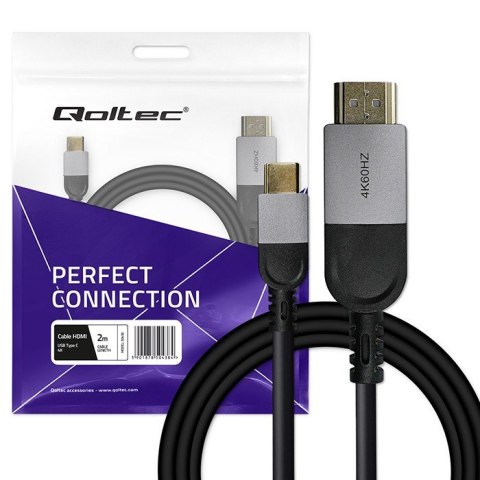Kabel Adapter USB-C na HDMI high speed 4K | 60Hz | 32AWG | 2m Qoltec Kabel Adapter USB-C na HDMI high speed 4K | 60Hz | 32AWG | 2m Qoltec
