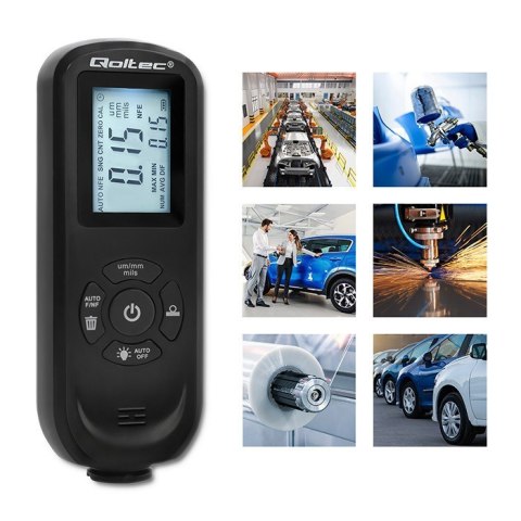 Miernik grubości lakieru z podświetlanym bocznym wyświetlaczem LCD | 0 ~ 2000um Qoltec Miernik grubości lakieru z podświetlanym bocznym wyświetlaczem LCD | 0 ~ 2000um Qoltec