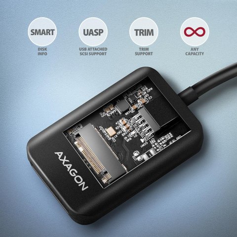 ADM2-AM Adapter USB3.2 Gen 2 M.2 NVMe/SATA SSD 10Gbps 10cm USB-A cable AXAGON