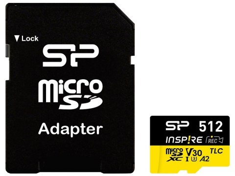 Karta pamięci microSDXC Inspire 512GB UHS-I U3 A2 V30 4K TLC Silicon Power Karta pamięci microSDXC Inspire 512GB UHS-I U3 A2 V30 4K TLC Silicon Power