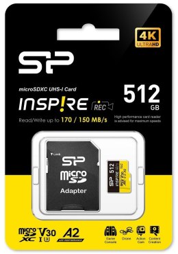 Karta pamięci microSDXC Inspire 512GB UHS-I U3 A2 V30 4K TLC Silicon Power
