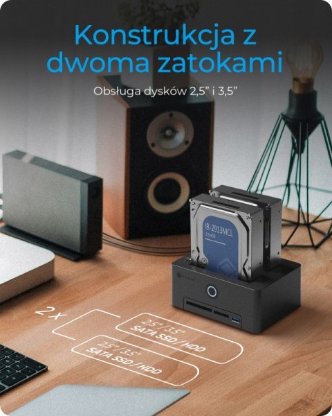 Czytnik kart IB-1233CL-CR 2x 2,5/3,5 SSD/HDD IcyBox