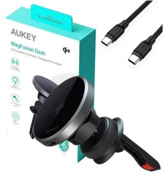 HD-MC13 Qi2 15W 3A ładowarka samochodowa bezprzewodowa + kabel USB-C AUKEY