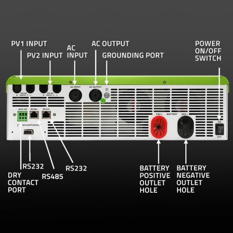 Hybrydowy Inwerter solarny Off-Grid 11000W | 160A | 48V | MPPT | BMS | Sinus | opcja Wi-Fi | Power Factor 1.0 Qoltec Hybrydowy Inwerter solarny Off-Grid 11000W | 160A | 48V | MPPT | BMS | Sinus | opcja Wi-Fi | Power Factor 1.0 Qoltec