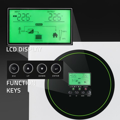 Hybrydowy Inwerter solarny Off-Grid 3500W | 100A | 24V | MPPT | Sinus | opcja Wi-Fi | Power Factor 1.0 Qoltec Hybrydowy Inwerter solarny Off-Grid 3500W | 100A | 24V | MPPT | Sinus | opcja Wi-Fi | Power Factor 1.0 Qoltec