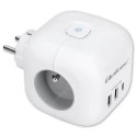 Kostka zasilająca przedłużacz 6w1 z podświetlanym włącznikiem | 3x AC | 2x USB | 1x USB-C PD 20W | biała Qoltec
