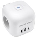 Kostka zasilająca przedłużacz 6w1 z podświetlanym włącznikiem | 3x AC | 2x USB | 1x USB-C PD 20W | biała Qoltec