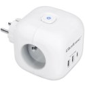 Kostka zasilająca przedłużacz 6w1 z podświetlanym włącznikiem | 3x AC | 2x USB | 1x USB-C PD 20W | biała Qoltec