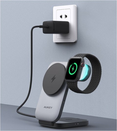 LC-MC312 Slim 3w1 ładowarka bezprzewodowa MagSafe Qi2 15W + ładowarka PD 30W + Etui AUKEY