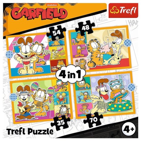 Puzzle 4w1 Garfield kocha lazanie