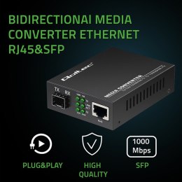 Dwukierunkowy Media Konwerter SWITCH Ethernet 1x RJ45 1x SFP | 1000Mb/s | 5V Qoltec