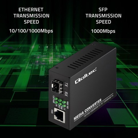 Dwukierunkowy Media Konwerter SWITCH Ethernet 1x RJ45 1x SFP | 1000Mb/s | 5V Qoltec Dwukierunkowy Media Konwerter SWITCH Ethernet 1x RJ45 1x SFP | 1000Mb/s | 5V Qoltec