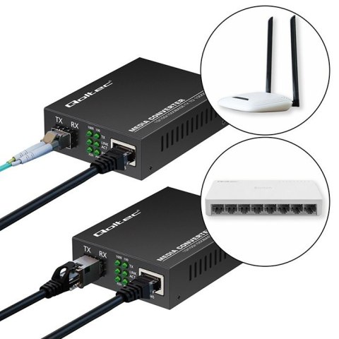Dwukierunkowy Media Konwerter SWITCH Ethernet 1x RJ45 1x SFP | 1000Mb/s | 5V Qoltec Dwukierunkowy Media Konwerter SWITCH Ethernet 1x RJ45 1x SFP | 1000Mb/s | 5V Qoltec