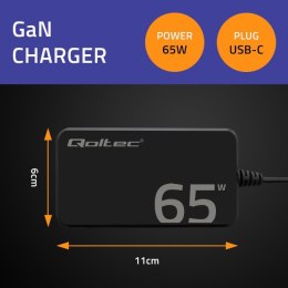 Ładowarka sieciowa 65W GaN Super Fast SLIM | PD | 5-20V | 3.25A |USB-C 3.1 | Laptop | MacBook | Smartfon | +kabel Qoltec