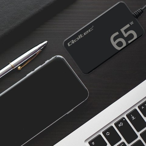 Ładowarka sieciowa 65W GaN Super Fast SLIM | PD | 5-20V | 3.25A |USB-C 3.1 | Laptop | MacBook | Smartfon | +kabel Qoltec