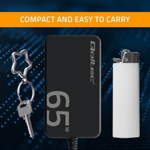 Ładowarka sieciowa 65W GaN Super Fast SLIM | PD | 5-20V | 3.25A |USB-C 3.1 | Laptop | MacBook | Smartfon | +kabel Qoltec