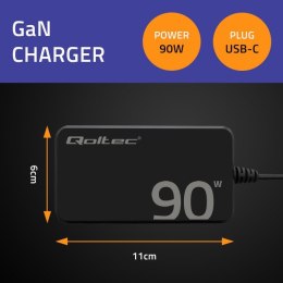 Ładowarka sieciowa 90W GaN Fast SLIM | PD | 5-20V | 4.5A | USB-C 3.1 | Laptop | MacBook | Smartfon | +kabel Qoltec