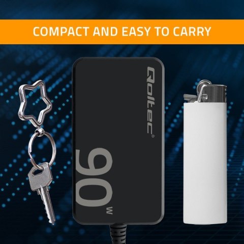 Ładowarka sieciowa 90W GaN Fast SLIM | PD | 5-20V | 4.5A | USB-C 3.1 | Laptop | MacBook | Smartfon | +kabel Qoltec
