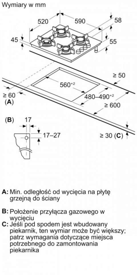 Płyta gazowa POP6B6K30 Bosch
