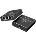 Rozdzielacz Splitter Ethernet mini SWITCH 1x3 RJ45 | 1000Mb/s | USB-C | Aluminium Qoltec