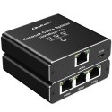 Rozdzielacz Splitter Ethernet mini SWITCH 1x3 RJ45 | 1000Mb/s | USB-C | Aluminium Qoltec