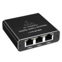 Rozdzielacz Splitter Ethernet mini SWITCH 1x3 RJ45 | 1000Mb/s | USB-C | Aluminium Qoltec
