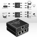 Rozdzielacz Splitter Ethernet mini SWITCH 1x3 RJ45 | 1000Mb/s | USB-C | Aluminium Qoltec