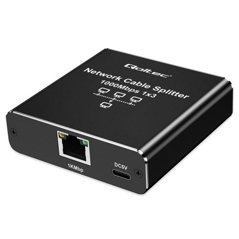 Rozdzielacz Splitter Ethernet mini SWITCH 1x3 RJ45 | 1000Mb/s | USB-C | Aluminium Qoltec Rozdzielacz Splitter Ethernet mini SWITCH 1x3 RJ45 | 1000Mb/s | USB-C | Aluminium Qoltec