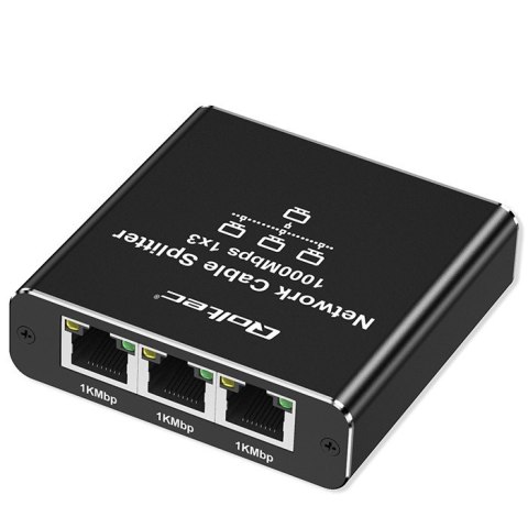 Rozdzielacz Splitter Ethernet mini SWITCH 1x3 RJ45 | 1000Mb/s | USB-C | Aluminium Qoltec Rozdzielacz Splitter Ethernet mini SWITCH 1x3 RJ45 | 1000Mb/s | USB-C | Aluminium Qoltec
