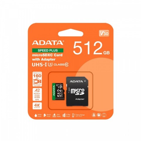 Karta microSD Speed Plus 512GB UHS1 U3 V30 A2 180/160 MB/s Adata