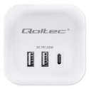 Kostka zasilająca przedłużacz 6w1 z podświetlanym włącznikiem | 3x AC | 2x USB | 1x USB-C PD 20W | biała | kabel 2m Qoltec