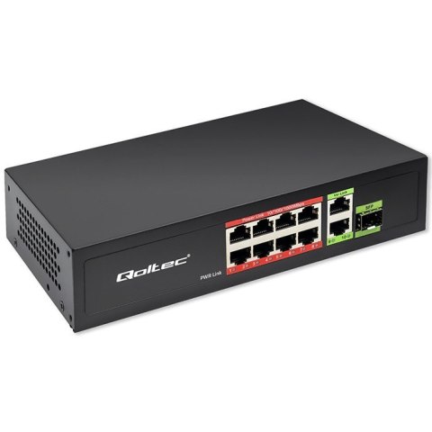 Przełącznik sieciowy SWITCH FAST Ethernet 8x RJ45 PoE 2x RJ45 Uplink 1x SFP | 120W | 1000Mb/s Qoltec Przełącznik sieciowy SWITCH FAST Ethernet 8x RJ45 PoE 2x RJ45 Uplink 1x SFP | 120W | 1000Mb/s Qoltec
