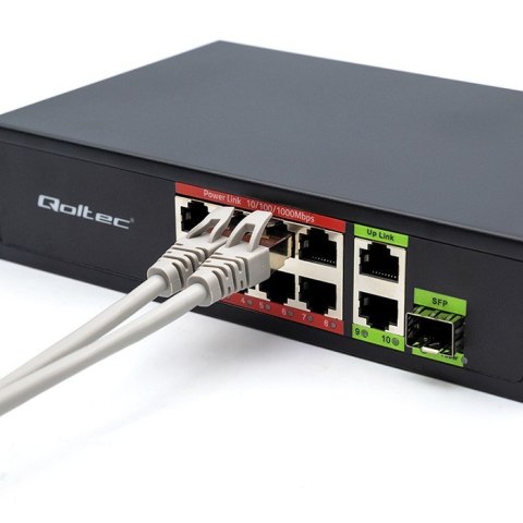 Przełącznik sieciowy SWITCH FAST Ethernet 8x RJ45 PoE 2x RJ45 Uplink 1x SFP | 120W | 1000Mb/s Qoltec Przełącznik sieciowy SWITCH FAST Ethernet 8x RJ45 PoE 2x RJ45 Uplink 1x SFP | 120W | 1000Mb/s Qoltec