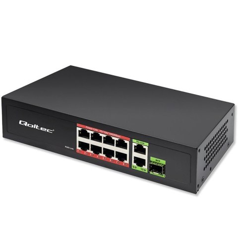 Przełącznik sieciowy SWITCH FAST Ethernet 8x RJ45 PoE 2x RJ45 Uplink 1x SFP | 120W | 1000Mb/s Qoltec Przełącznik sieciowy SWITCH FAST Ethernet 8x RJ45 PoE 2x RJ45 Uplink 1x SFP | 120W | 1000Mb/s Qoltec
