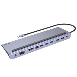 HUB USB-C 11w1 USB-C, RJ45, PD 100W, 2x HDMI, VGA, SD; D1022B Unitek