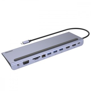 HUB USB-C 11w1 USB-C, RJ45, PD 100W, 2x HDMI, VGA, SD; D1022B Unitek