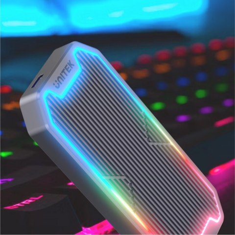 Obudowa dysku SSD M.2 NVMe/SATA 10Gbps, RGB; S1210B Unitek Obudowa dysku SSD M.2 NVMe/SATA 10Gbps, RGB; S1210B Unitek