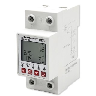 Przekaźnik 63A na szynę DIN z licznikiem energii elektrycznej | Timer | Tuya | Wi-Fi | LED  Qoltec