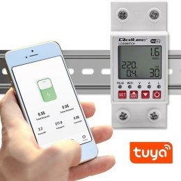 Przekaźnik 63A na szynę DIN z licznikiem energii elektrycznej | Timer | Tuya | Wi-Fi | LED  Qoltec