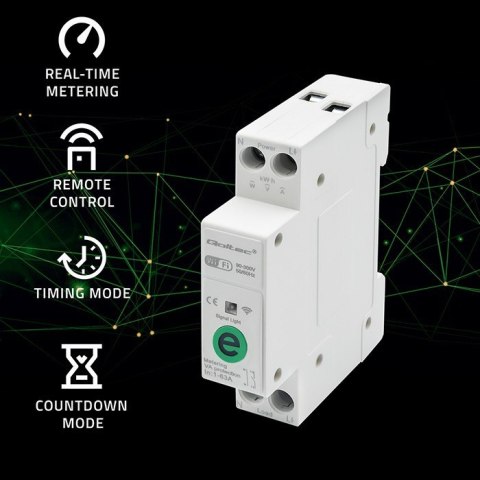 Przekaźnik 63A na szynę DIN z licznikiem energii elektrycznej | eWeLink od Sonoff | Wi-Fi | Dioda LED Qoltec