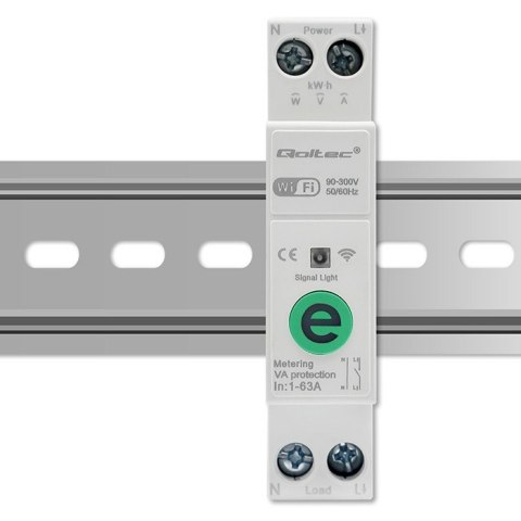 Przekaźnik 63A na szynę DIN z licznikiem energii elektrycznej | eWeLink od Sonoff | Wi-Fi | Dioda LED Qoltec